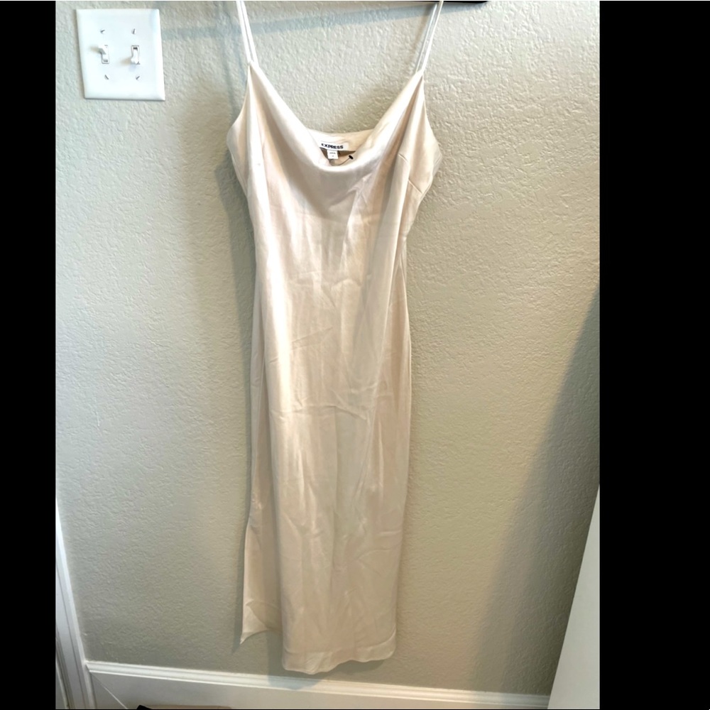 Express creme cowl neck dress